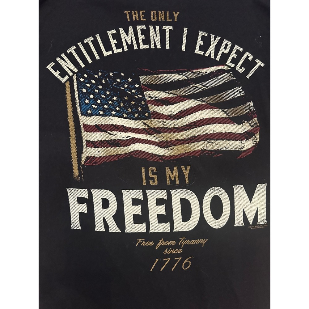 Buck Wear Mens Freedom Entitlement American Flag Graphic T-Shirt Black 3XL